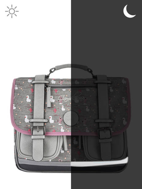 Wheeled Schoolbag 2 Compartments Cameleon Gray vintage fantasy PBVGCA35 other view 5