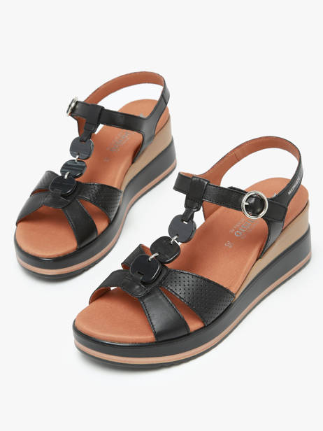 Sandales Talon Compensé En Cuir Mephisto Noir accessoires P5144702 vue secondaire 3