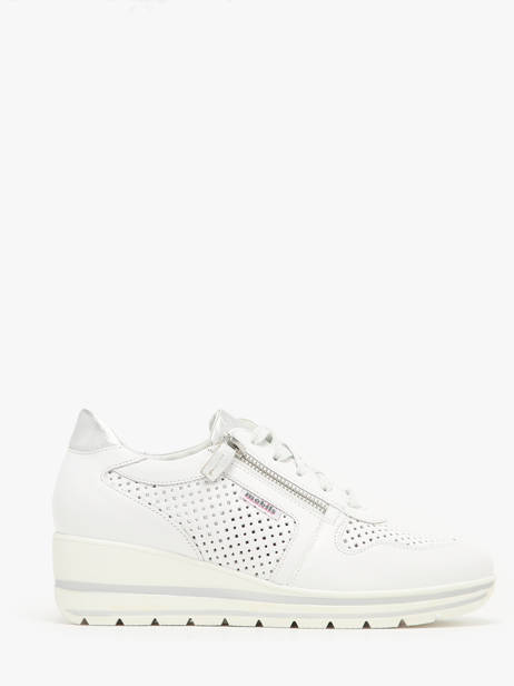 Sneakers Talon Compensé En Cuir Mephisto Blanc accessoires P5144311
