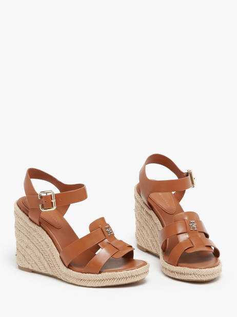 Sandales Semelle Compensée En Cuir Tommy hilfiger Marron accessoires 7925GQS vue secondaire 1
