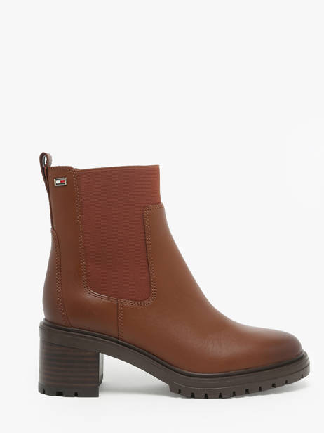 Bottines à Talon En Cuir Tommy hilfiger Marron accessoires 8163GPK