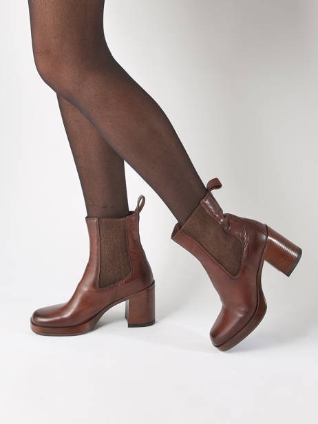Bottines à Talon En Cuir Mjus Marron accessoires P96225 vue secondaire 1