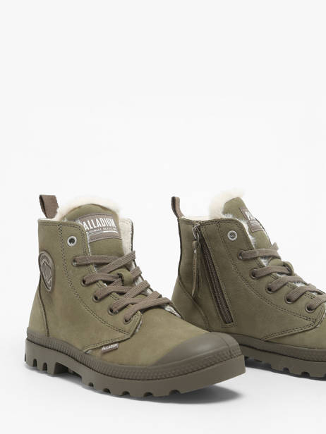 Bottines Pampa Hi Zip En Cuir Palladium Vert accessoires 95982212 vue secondaire 2