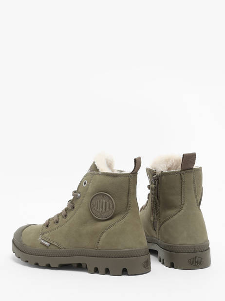 Bottines Pampa Hi Zip En Cuir Palladium Vert accessoires 95982212 vue secondaire 3
