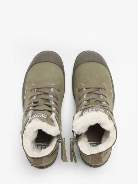 Bottines Pampa Hi Zip En Cuir Palladium Vert accessoires 95982212 vue secondaire 4