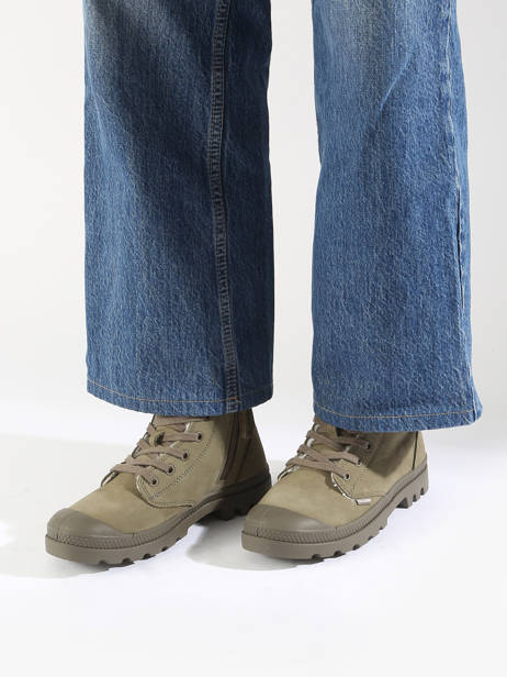 Bottines Pampa Hi Zip En Cuir Palladium Vert accessoires 95982212 vue secondaire 1