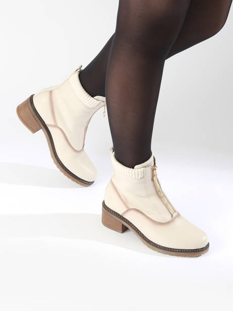 Bottines En Cuir Remonte Beige accessoires 80 vue secondaire 1