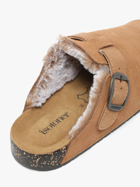 Chaussons En Cuir Isotoner Marron accessoires 94998 vue secondaire 2