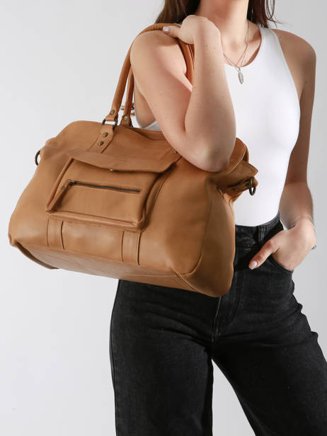 Sac Porté épaule A4 Cow Cuir Basilic pepper Marron cow BCOW78 vue secondaire 1