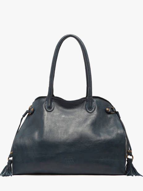 Shoulder Bag Cow A4 Leather Basilic pepper Blue cow BCOW85