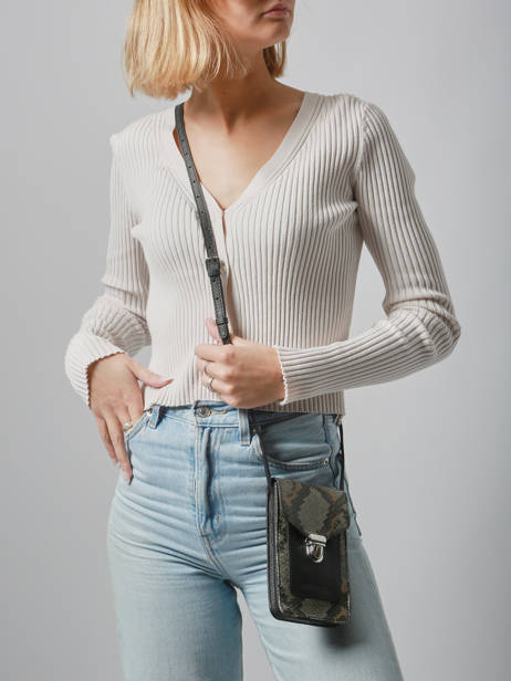 Le Porte-téléphone Python Cuir Paul marius Noir python TELEPPYT vue secondaire 1