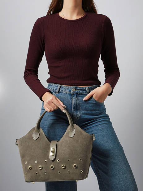 Handbag Velvet Studs Milano Brown velvet studs VS25092 other view 1