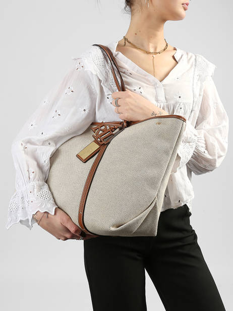Sac Porté épaule Emerie Canvas Et Cuir Lauren ralph lauren Beige emerie 31920062 vue secondaire 1