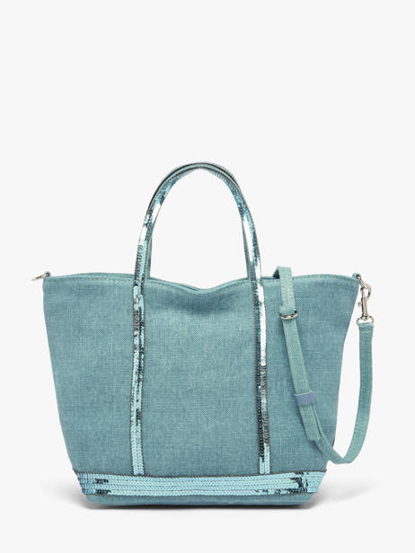 Petit Cabas Zippé Lin Et Paillettes Vanessa bruno Bleu cabas lin 31V40435 vue secondaire 4
