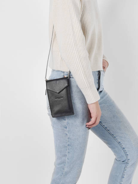 Sac Bandoulière Pour Téléphone Foulonné Pia Cuir Lancaster Noir foulonne pm 27 vue secondaire 1