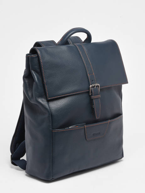 Sac à Dos Business Foulonné 2 Compartiments Cuir Etrier Bleu foulonne EFOU8092 vue secondaire 2