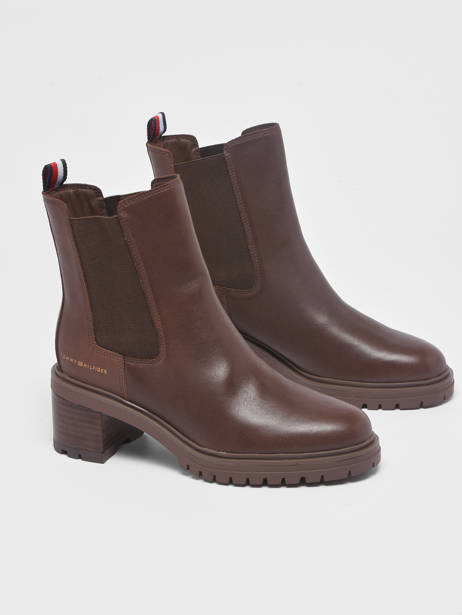 Bottines à Talon En Cuir Tommy hilfiger Marron accessoires 6737GT7 vue secondaire 1